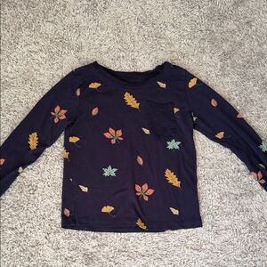 Kyte BABY Navy Leaf Print Long Sleeve Tee